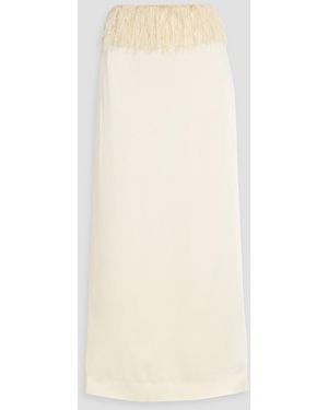 TOTEME Fringed Satin-crepe Midi Skirt - Natural