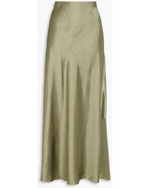 Vince Crinkled Satin Maxi Skirt - Green