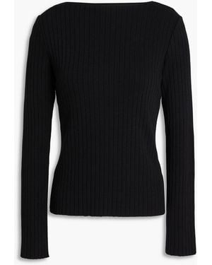 Vince Ribbed Cotton-Blend Jersey Top - Black
