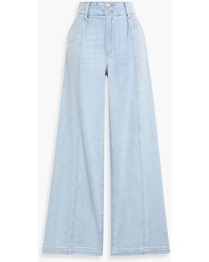 PAIGE Brooklyn Pleated High-Rise Wide-Leg Jeans - Blue