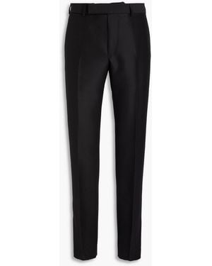dunhill Wool And Silk-Blend Trousers - Black