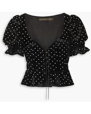 The Vampire's Wife Anne Of Cleves Ruffled Crystal-embellished Velvet Blouse - Black