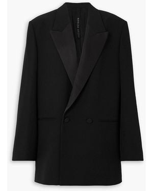 Petar Petrov Viennese Oversized Double-breasted Satin-trimmed Wool-crepe Blazer - Black