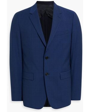 Theory Chambers Checked Wool Suit Jacket - Blue