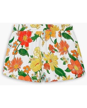 Stella McCartney Shorts aus twill mit floralem print - Orange