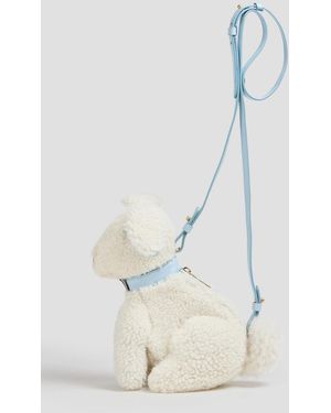 Thom Browne Rabbit Small Leather-Trimmed Shearling Cross-Body Bag - White