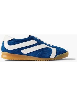 Proenza Schouler Track Leather-Trimmed Suede Trainers - Blue