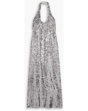 Siedres Neckholder-midikleid aus tüll mit pailletten - Grau