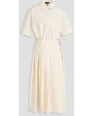 Theory Pleated Poplin Midi Shirt Dress - Natural