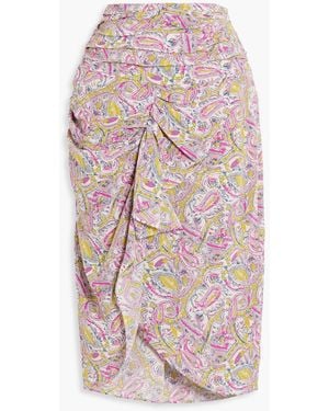 IRO Tamio Ruched Printed Silk-crepe Skirt - Pink
