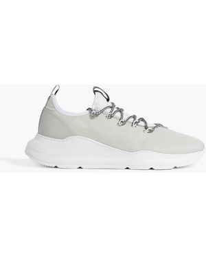 Canali Leather-trimmed Canvas And Scuba Trainers - Grey