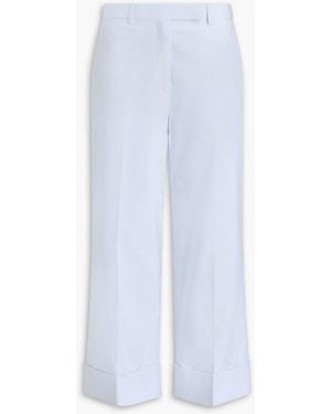 Thom Browne Cropped Cotton Oxford Straight-Leg Pants - White