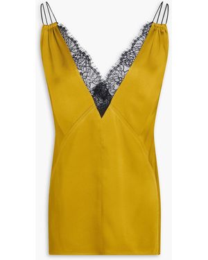 Victoria Beckham Lace-Trimmed Crepe-Satin Camisole - Yellow