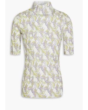 Emilio Pucci Printed Ribbed Cotton-blend Turtleneck Jumper - White