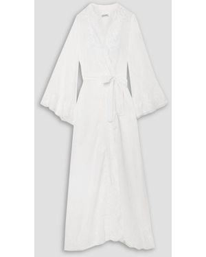 I.D Sarrieri Snow Lace-trimmed Cotton-blend Voile Robe - White