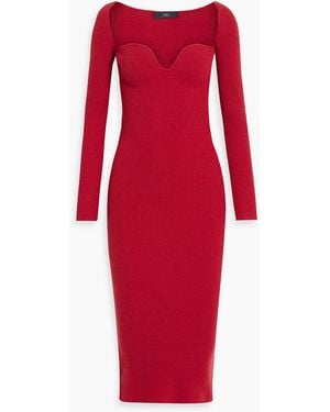 arch4 Coco Ribbed Cashmere Midi Dress - Red