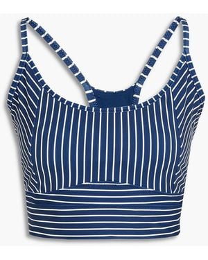 Solid & Striped Sport Cutout Striped Stretch-jersey Sports Bra - Blue