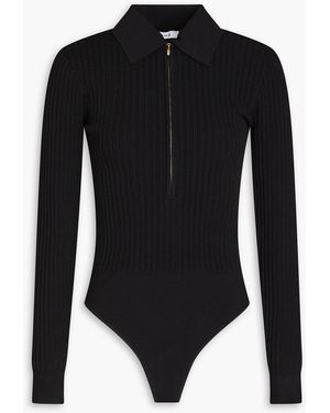 FRAME Ribbed-knit Bodysuit - Black