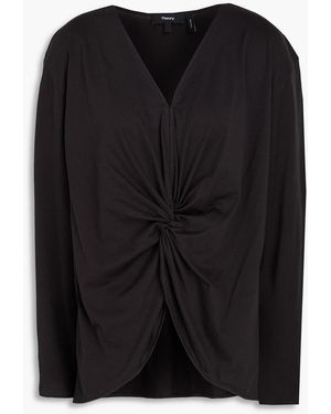 Theory Twisted Pima Cotton-Jersey Top - Black