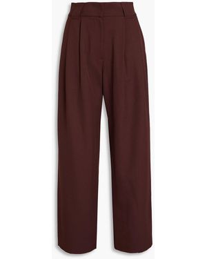 Rejina Pyo Freya Pleated Wool-blend Twill Wide-leg Trousers - Purple