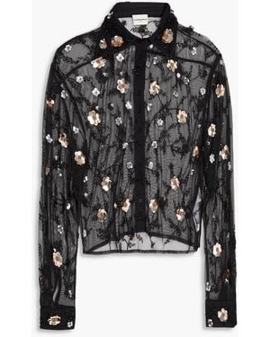 Claudie Pierlot Embellished Tulle Shirt - Black