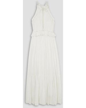 Evarae Alegra Tie-detailed Ruffled Tm Lyocell Maxi Dress - White