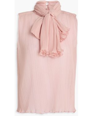 FRAME The Knot Plissé-crepon Top - Pink
