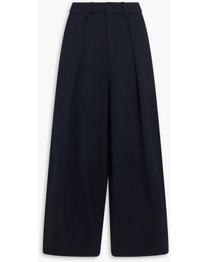 YMC Pleated Twill Wide-Leg Trousers - Blue