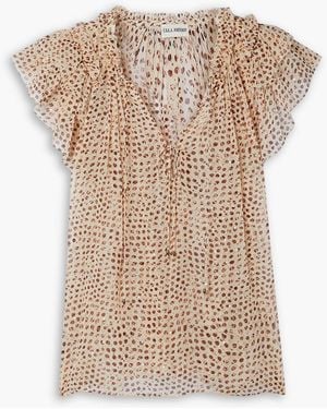 Ulla Johnson Marilyn Ruffled Polka-dot Metallic Fil Coupé Silk-blend Chiffon Blouse - Natural