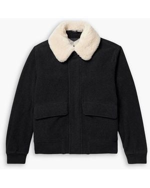 MR P. Shearling-Trimmed Wool-Blend Felt Bomber Jacket - Black