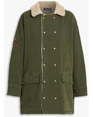 SER.O.YA Abel Double-Breasted Embellished Cotton-Twill Coat - Green