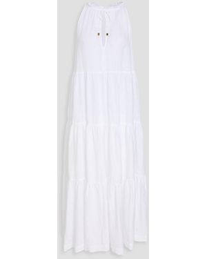 Heidi Klein Tiered Linen Midi Dress - White