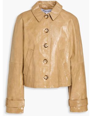 Veronica Beard Kian Crinkled Patent-Leather Jacket - Natural