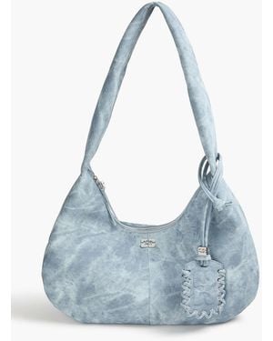 Ganni Bou Medium Denim-Effect Print Shoulder Bag - Blue