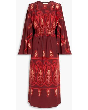 Johanna Ortiz Pintado En Henna Printed Silk-Crepe Midi Dress - Red