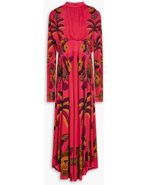 FARM Rio Cutout Printed Jersey Maxi Dress - Red