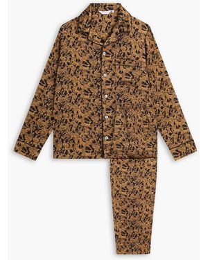Derek Rose Bedruckter pyjama "brindisi" aus seidensatin - Natur
