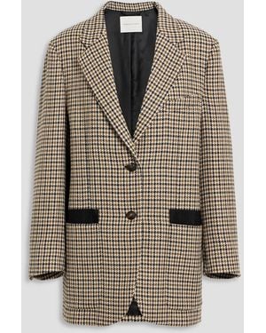 Veronica de Piante Sebastian Houndstooth Wool-Tweed Blazer - Natural
