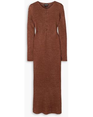 Tom Ford Metallic Knitted Midi Dress - Brown