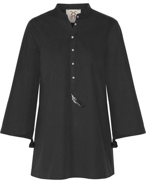 Figue Lisa Embellished Cotton-Poplin Tunic - Black