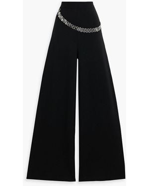 Rabanne Chain-embellished Merino Wool-blend Wide-leg Pants - Black