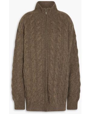 LeKasha Cable-knit Cashmere Cardigan - Brown