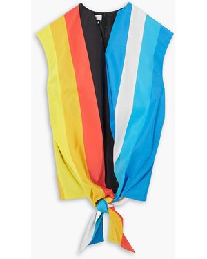 Christopher John Rogers Tie-detailed Striped Silk-taffeta Mini Dress - Blue