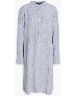 Eileen Fisher Striped Linen Mini Shirt Dress - Blue