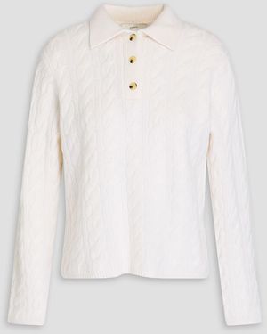 Vince Cable-Knit Wool-Blend Polo Sweater - White