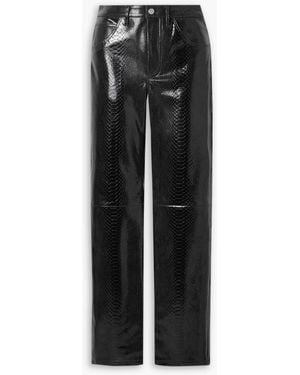 Dodo Bar Or Bora Snake-effect Leather Straight-leg Trousers - Black