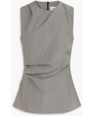 Rohe Ruched Gingham Wool-Blend Top - Grey