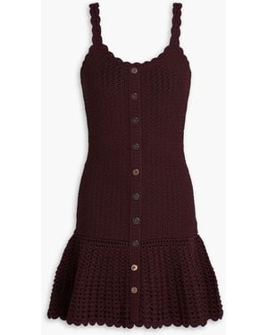 Claudie Pierlot Embellished Pointelle-knit Mini Dress - Red
