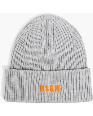 MSGM Logo-embroidered Knitted Beanie - Grey