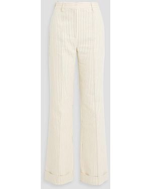Adam Lippes Deeda Pinstriped Cotton-Blend Twill Wide-Leg Pants - White